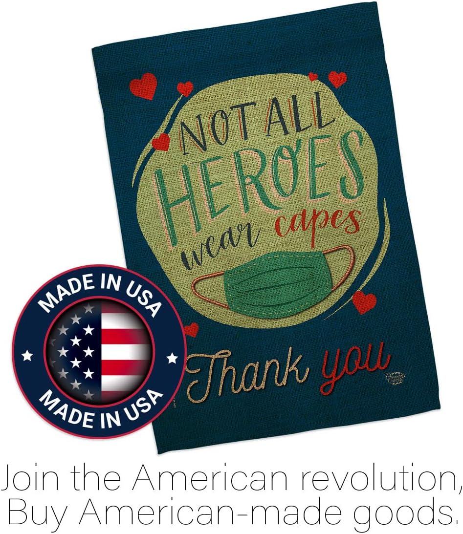 Thank You All Heroes House Flag - Pack Expression Inspirational Spiritual Hope Love Wisdom Support Emotion Postive USA Applique - Banner Small Garden Yard Gift Double-Sided Made In 28 X 40