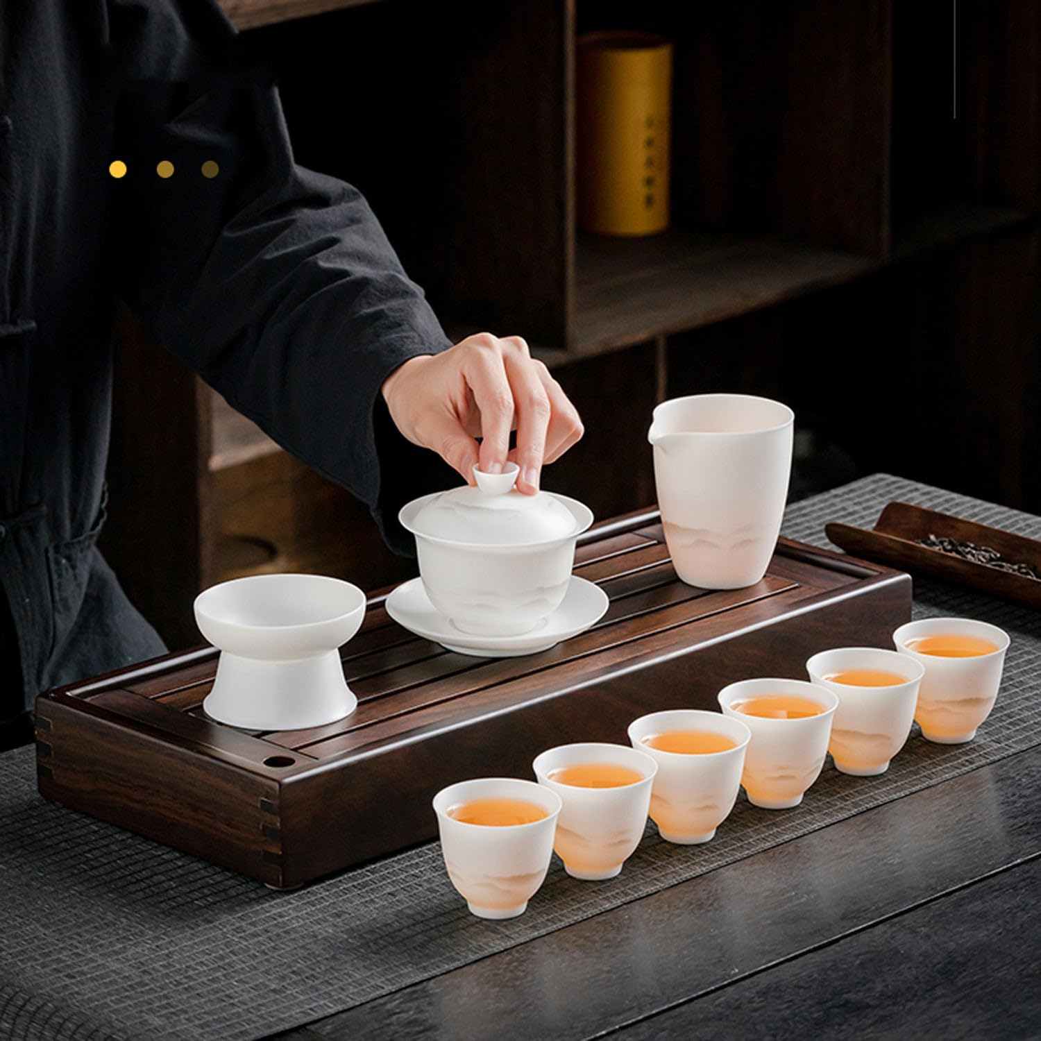 Teeservice, Teeservice, weißes Porzellan, Kung-Fu-Teeservice, Haushalts-Gaiwan-Geschenkbox Beauty Comes
