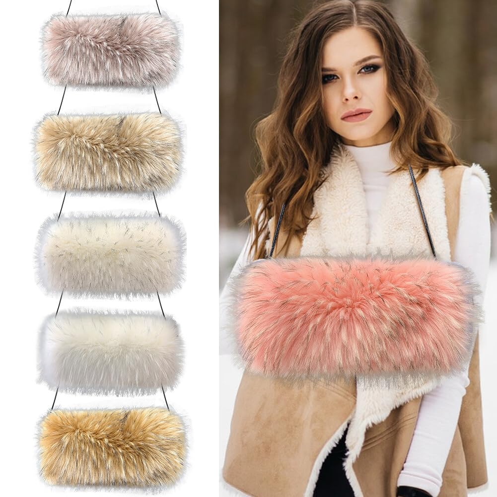Amazon.com: Faux Fur Hand Muffs Women Winter Warmer Fuzzy