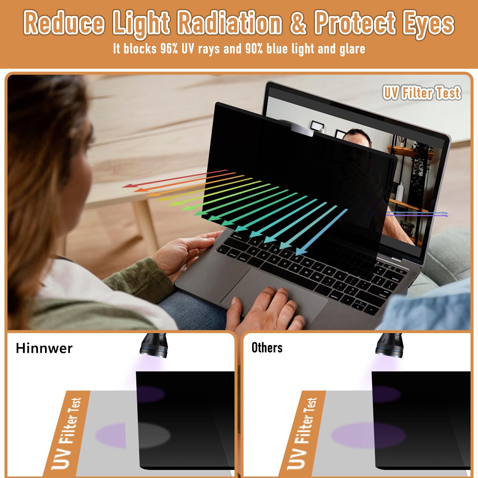 Filtro Privacy Magnetico Per MacBook Air 13,6 Pollici M2/M3/M4 - Antiriflesso E Anti Luce Blu - Foto 9