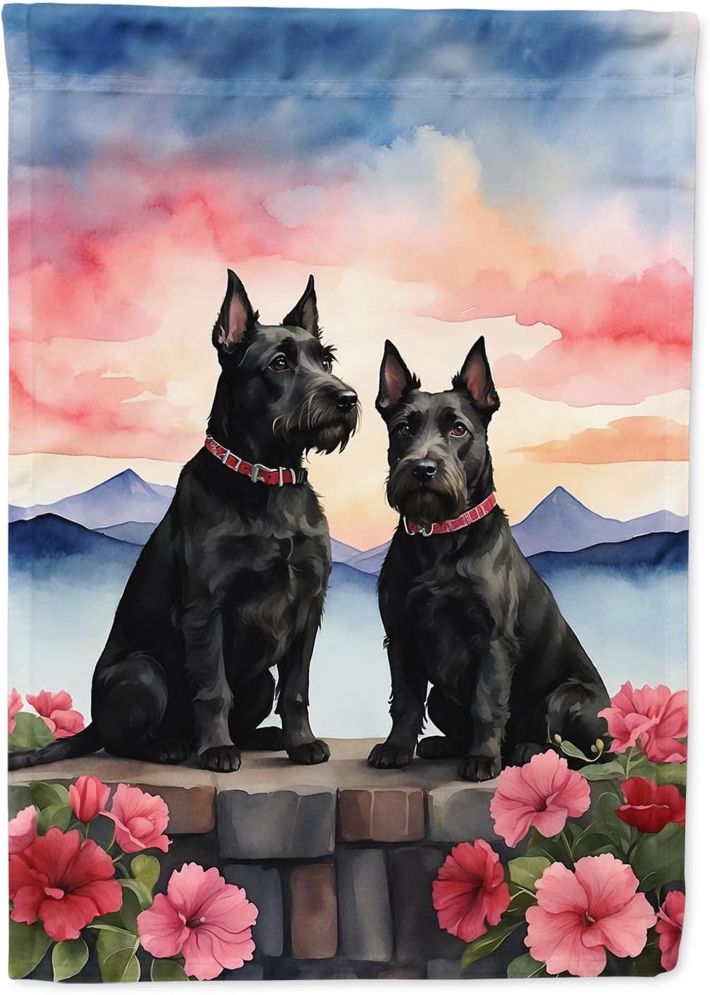 Caroline's Treasures DAC4691GF Scottish Terrier Two Hearts Garden Flag Mailbox Flag Decorative Yard Flag Banner Outside Patio Artwork Yard Flower Beds, Garden Size, Multicolor