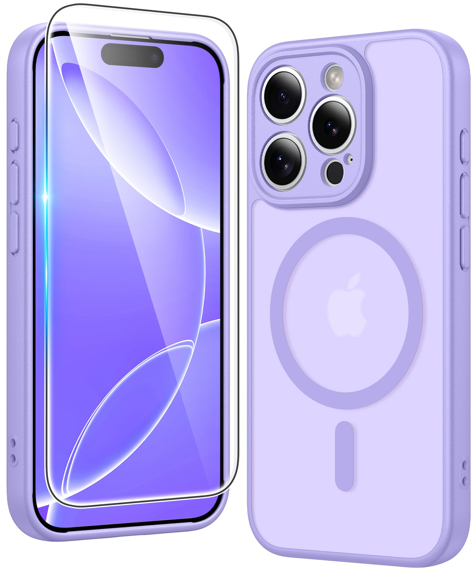 FNTCASE for iPhone 16 Pro-Max Case Compatible with Magsafe Matte Phonecase | Screen Protector, Military Grade Drop Protection, Slim Magnetic Phone Cases, Shockproof Bumper, Translucent Cell Cover