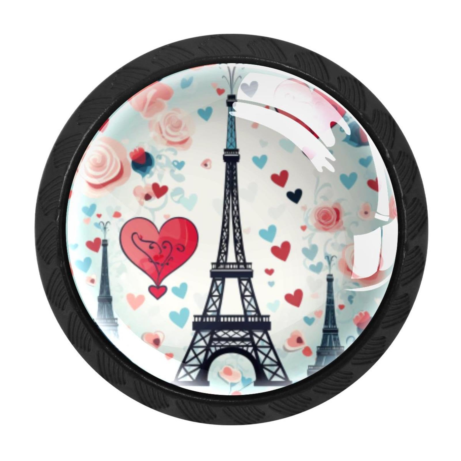 Chenzzzz Multicolored 07 4 Pack Eiffel Tower Valentine's Day Kitchen Cabinet Knobs Drawer Knobs Dresser Knobs Matte Black Zinc Knobs Drawer Pulls Door Knobs Dresser Drawer Handles Knobs For Dresser Drawers