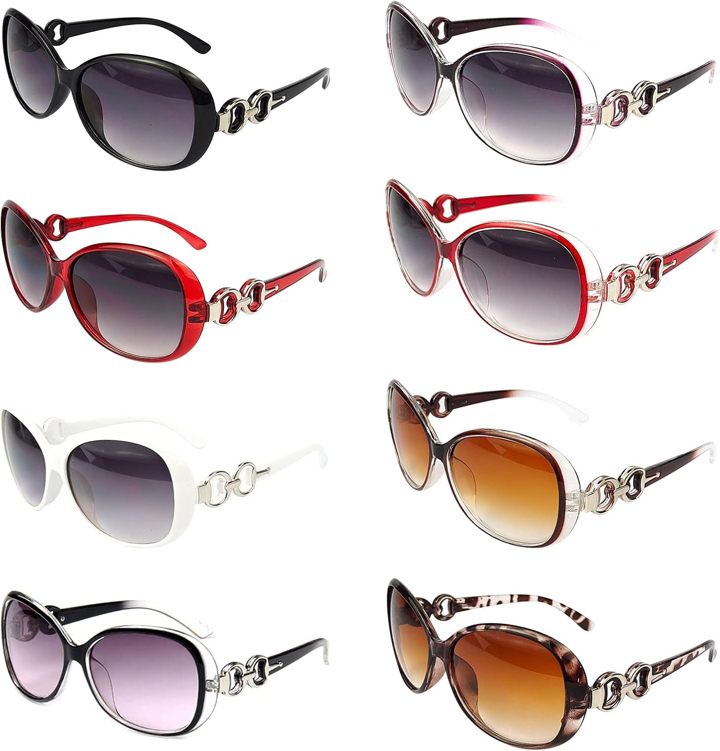 YQVIE 8 Pack Round Oversized Sunglasses Bulk for Women Shades Retro Plastic Large Trendy Sunglasses Set