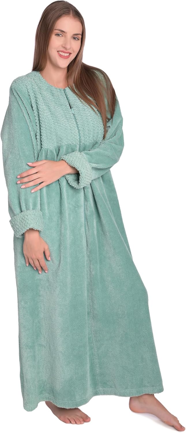 HOC Women’s Shag Chenille Zipper Robe