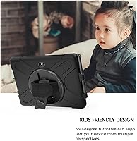 Vista 5 de Funda para Samsung Galaxy Tab Active Pro 10.1 pulgadas SM-T540/SM-T547, 360 grados giratorio Kickstand mano correa de hombro resistente a prueba