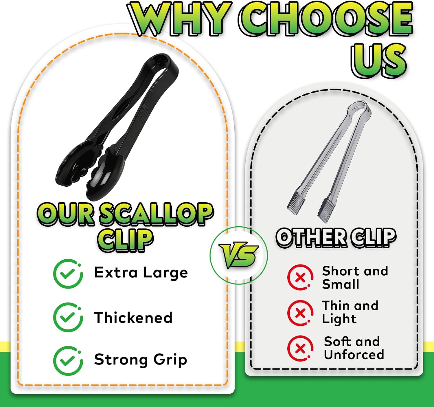 12 Pack Plastic Tongs for Serving, 9 Inch Heavy-Duty Utility Tongs