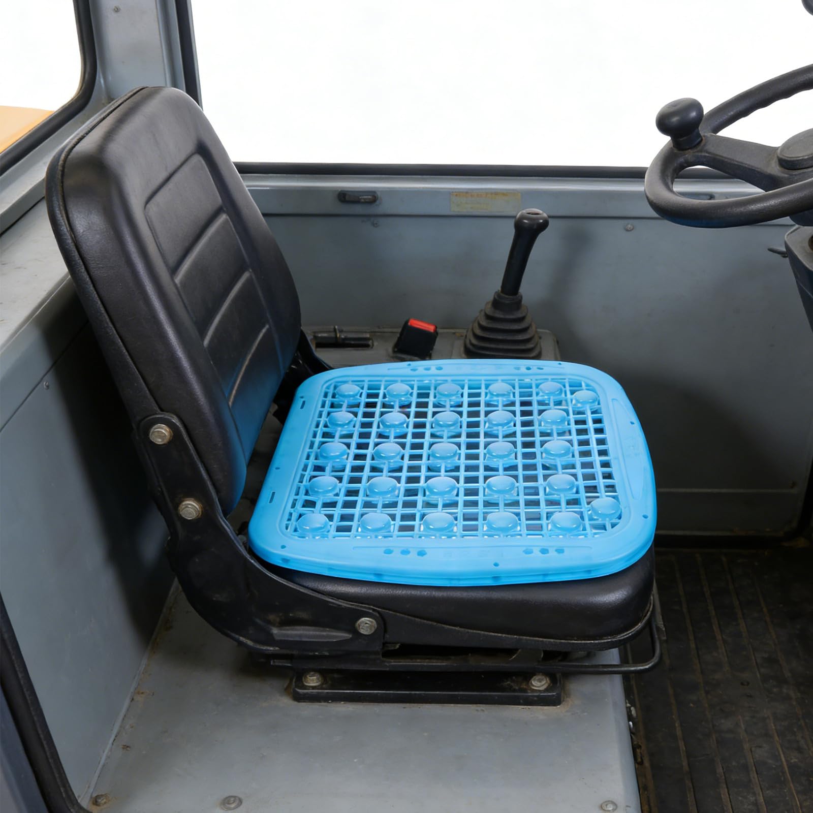 Cojín para Asiento de montacargas: Transpirable y ventilado, con Doble Capa de Bolas de Masaje, diseño Hueco de 40 x 39 cm, Ideal para excavadoras de Camiones.