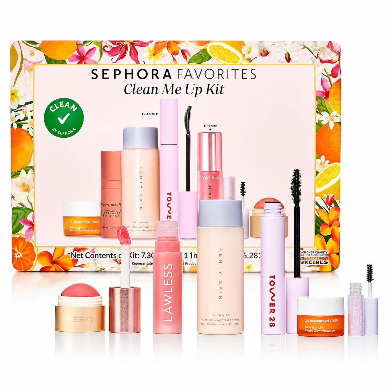 SEPHORA Favorites Clean Me Up Makeup and Skincare Set - Mascara eye cream lip balm color lipstick setting spray gloss