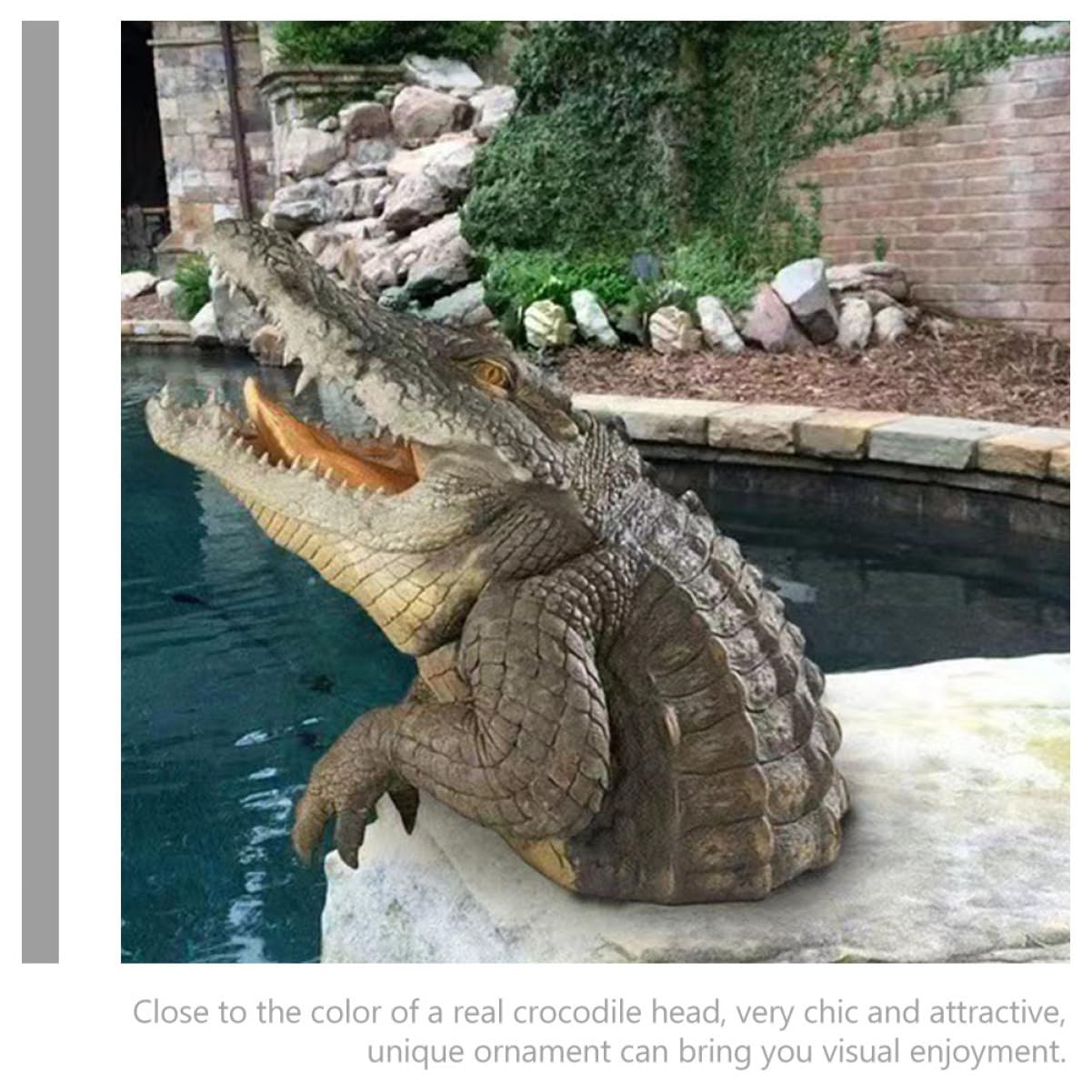 Teichtierstatue Leichte Schwimmende aus Kunstharz Dekorativer Krokodilkopf Attraktive Wasserdekoration für Teich und Patio für Gartenliebhaber