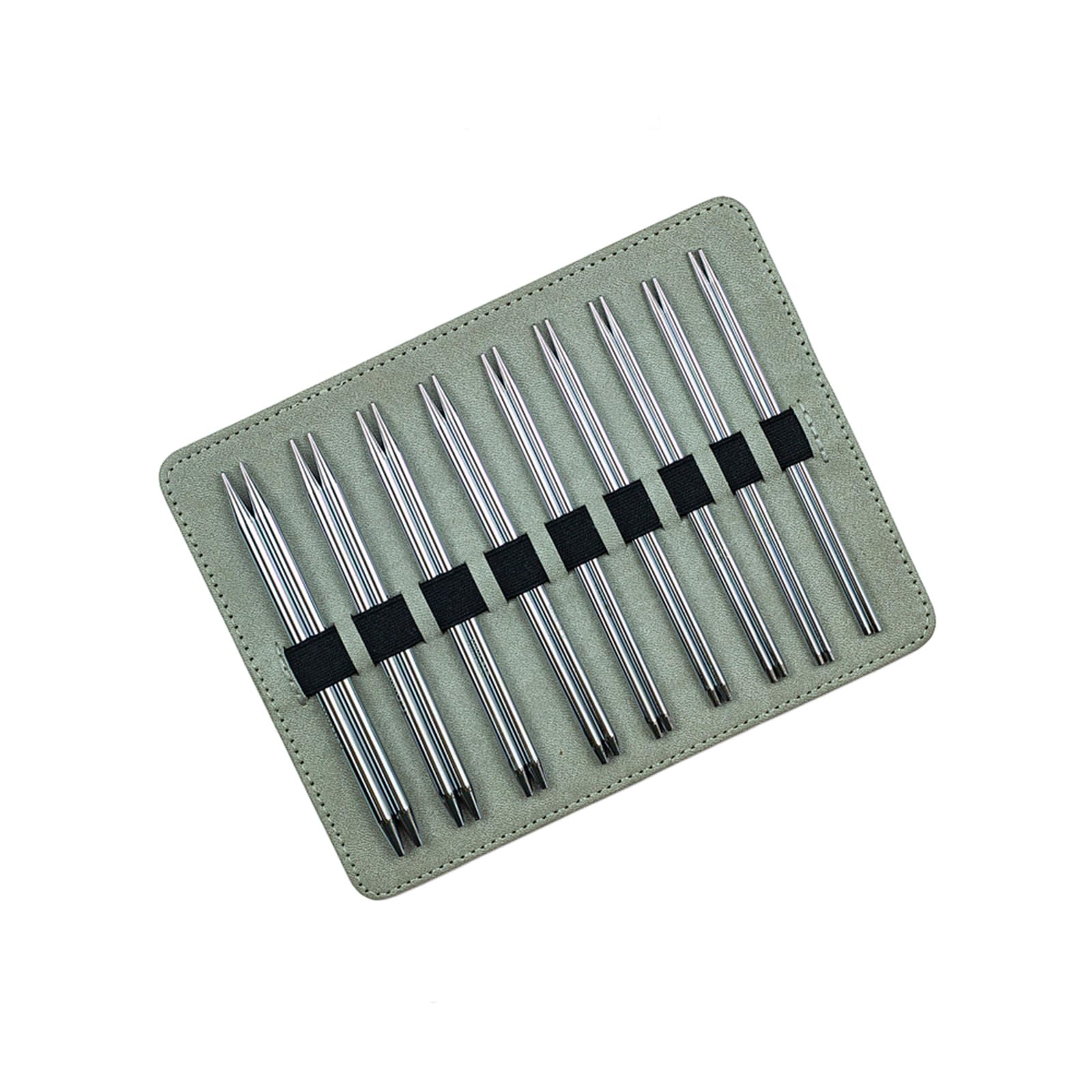 Punte per da Maglia in Alluminio, 9 Paia Punte Corte intercambiabili, Strumento Lavoro Compatto per Filati per Realizzare Guanti per Calzini, Cappelli, Punte per Maglieria da 12, 5