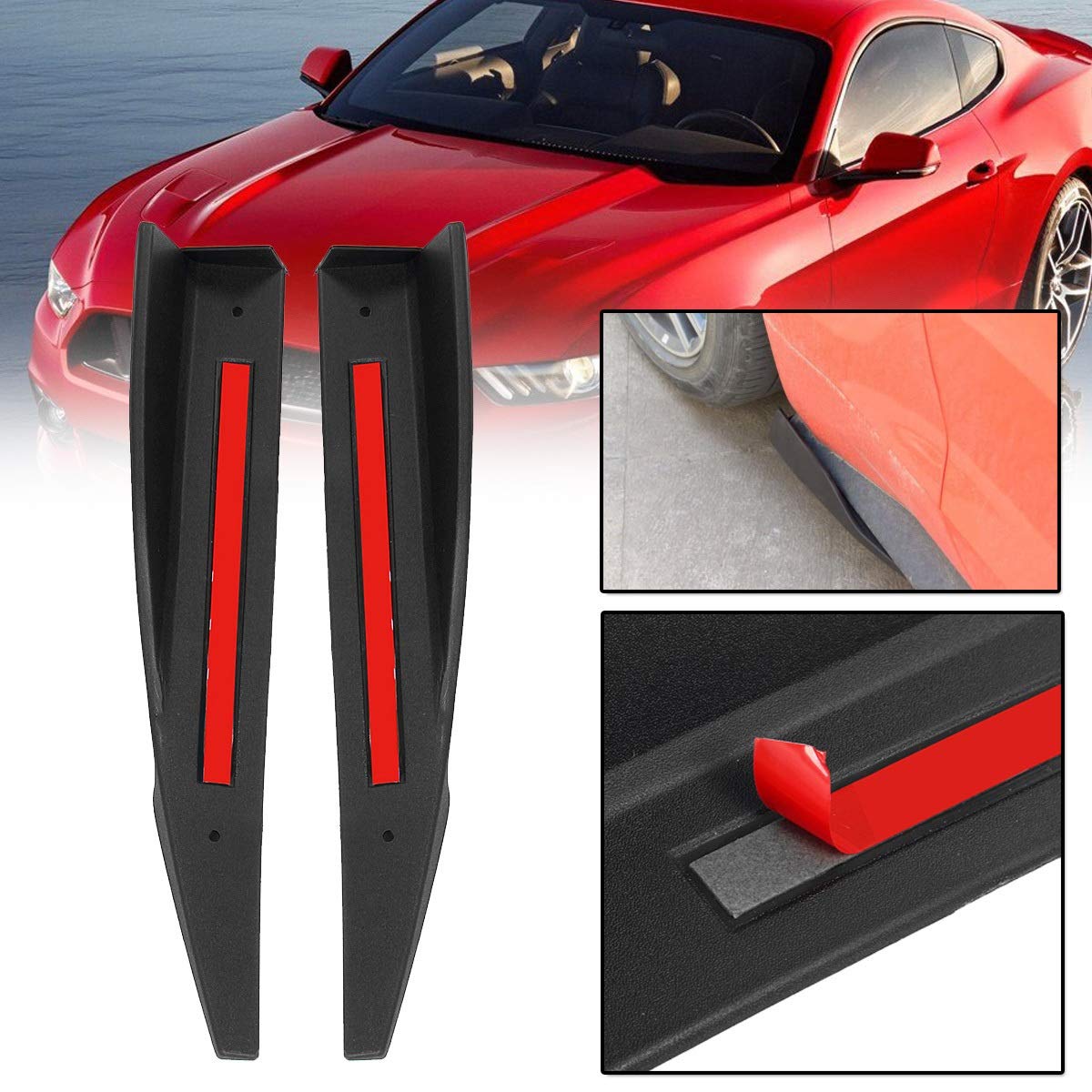 1 para uniwersalne listwy progowe nadwozia samochodu 2015-2017, dla forda, dla mustanga, naklejki Rocker Splitters dyfuzor Winglet zderzak 36cm