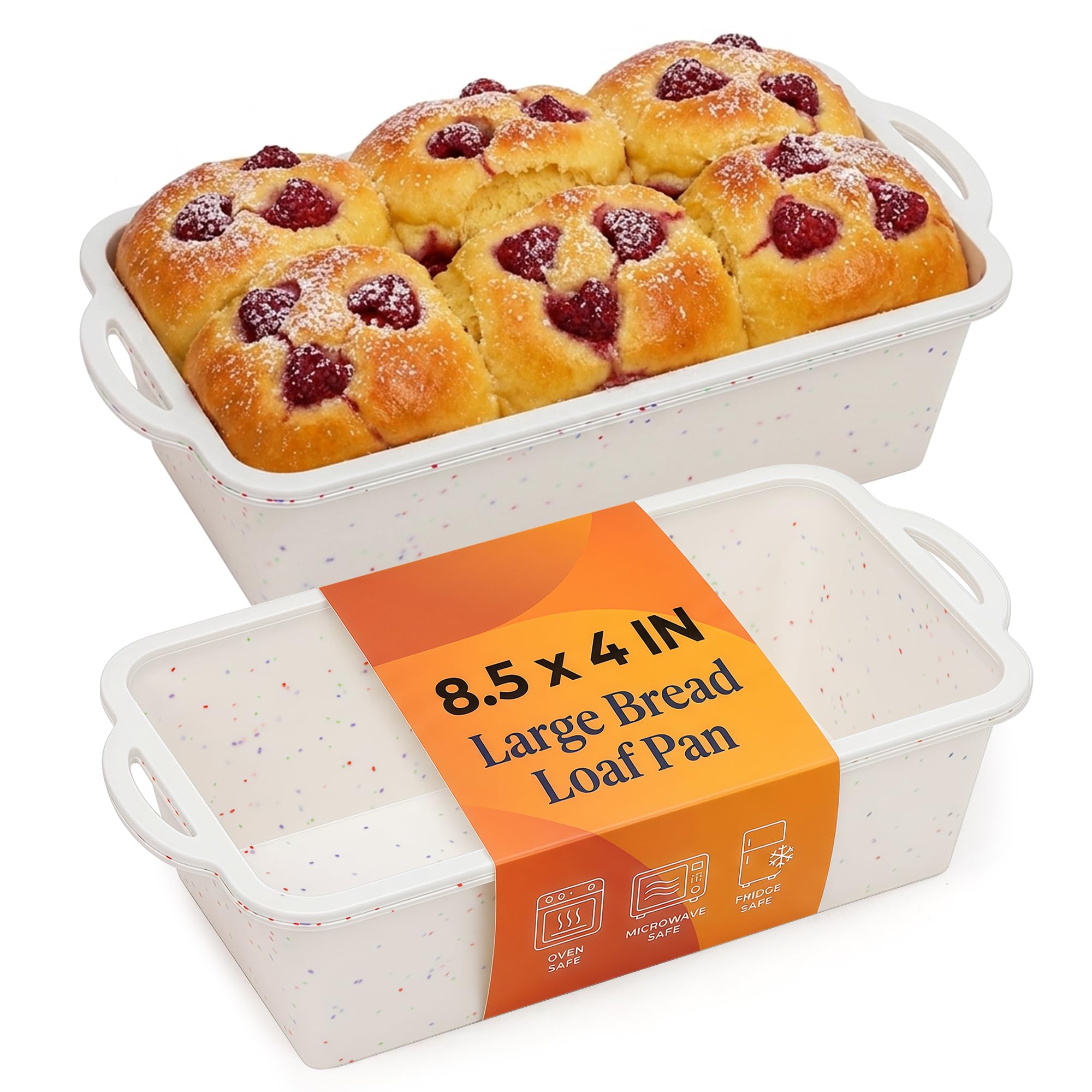 2 Pack Bread Loaf Pan 8.5 IN, Metal Reinforced Bread Pan Standard Size