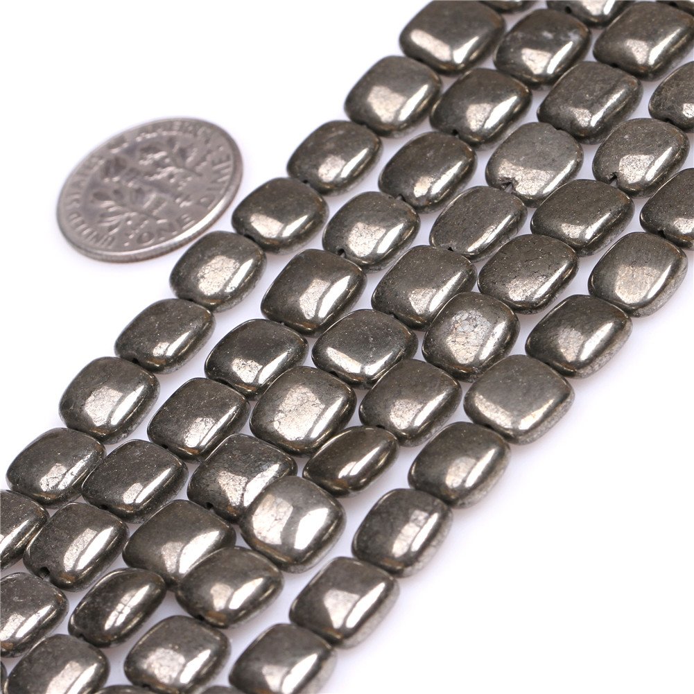 GEM-INSIDE CREATE YOUR OWN FASHION SHG Store 8mm Square Silver Gray Pyrite Beads Strand 15 Inch Jewelry Making Beads