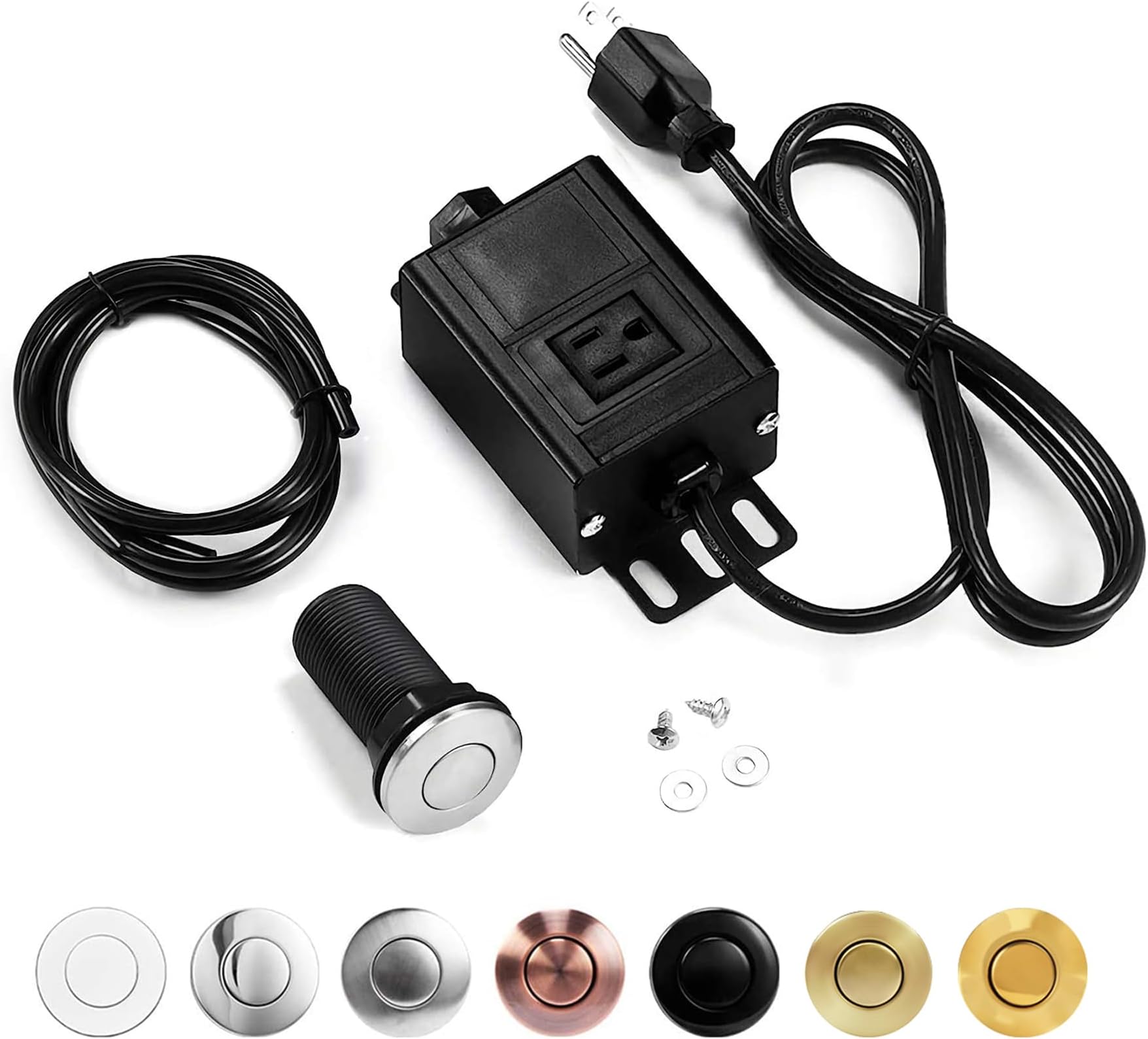 Sink Top Air Switch Kit Garbage Disposal Part by CLEESINK (LONG/3.5", Brushed Nickel Stainless Steel)