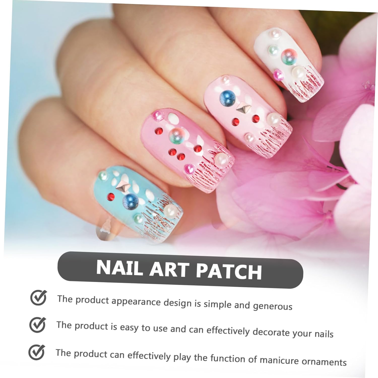 Mipcase 9pcs Nail Art Decoration Set with Pearls Rhinestones and Gems for Diy Nail Design Home and Salon Use and Accessories