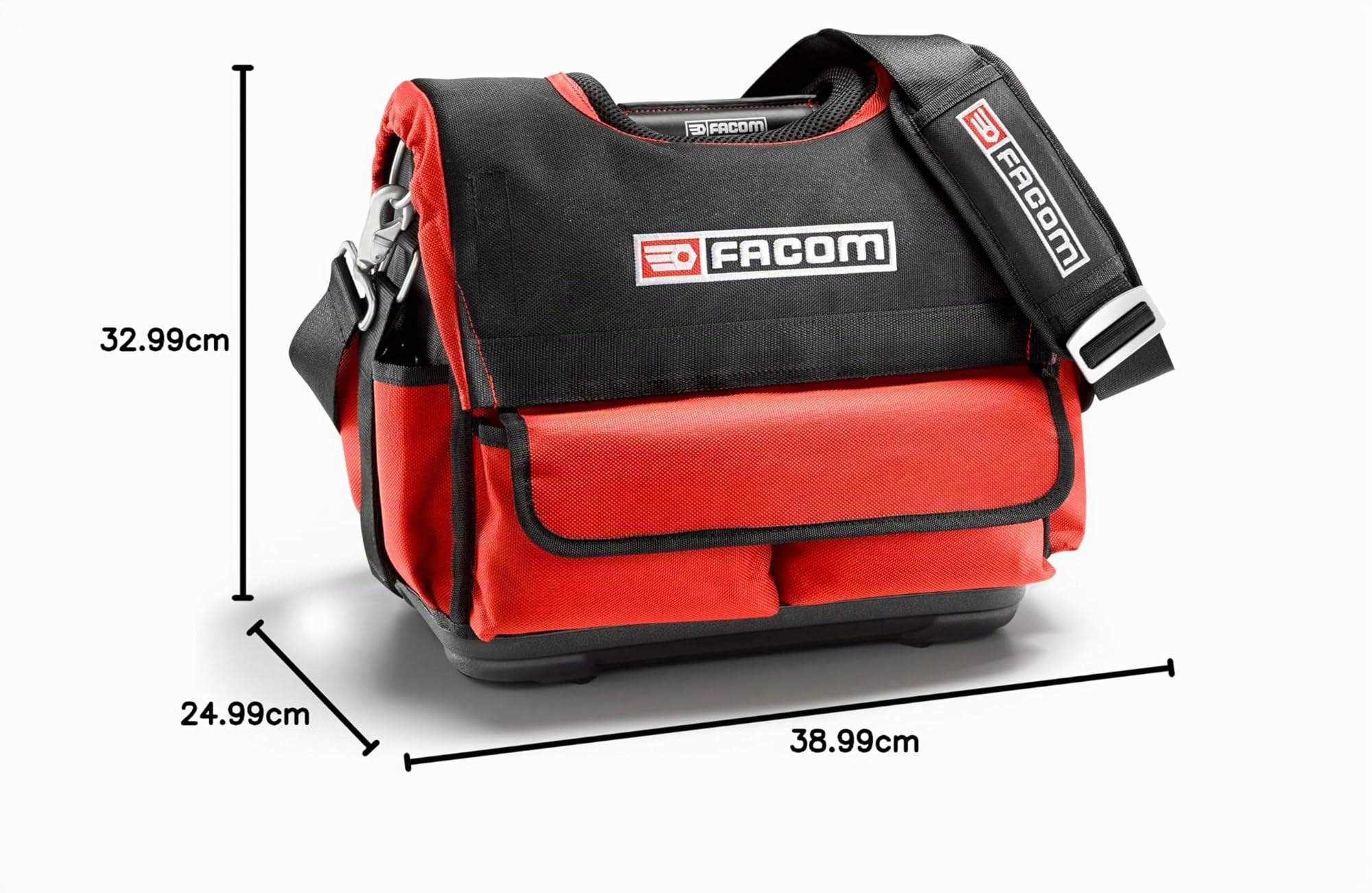 FACOM Bolsa Portaherramientas 34L, Tejido Resistente e Impermeable, Asa de Aluminio, Bandolera con Hombrera, Cierre Flexible, Acceso Vertical y Numerosos Bolsillos, BS.T14PB