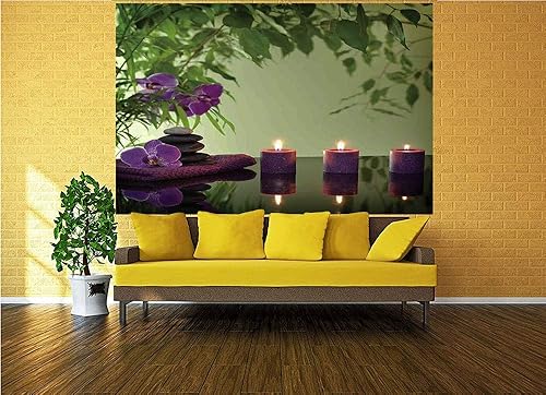 Miniatura 7 de Mural de pared de 77 x 30 pulgadas, orquídea de spa, rocas, bambú, estilo asiático, aromaterapia, masaje, terapia, decorativo, autoadhesivo,