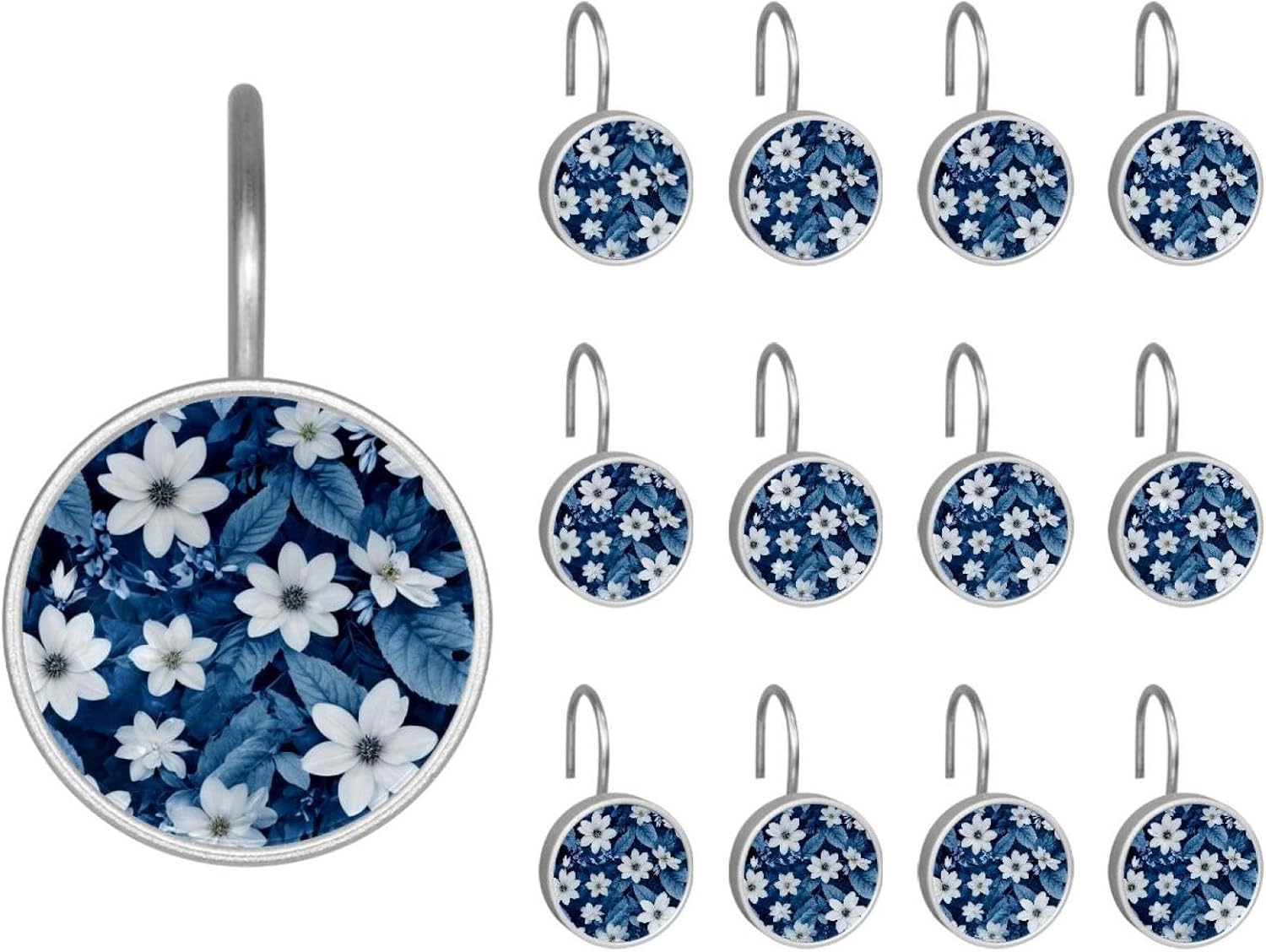 Set of 12 Fruit Yellow Lemon Pattern (3) Shower Curtain Hooks, Stainless Steel Shower Hangers for Bathroom, Rustproof Decorative Shower Rings for Bedroom Living Room Shower Curtain Rod