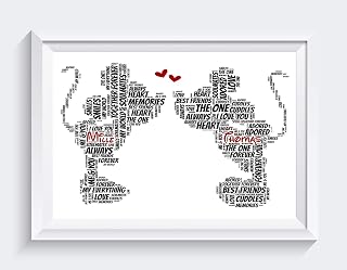Personalised Disney Mickey Minnie Mouse Word Art A4 PRINT ONLY - UNFRAMED Valentine's Day Wedding Anniversary Engagement Gift Keepsake