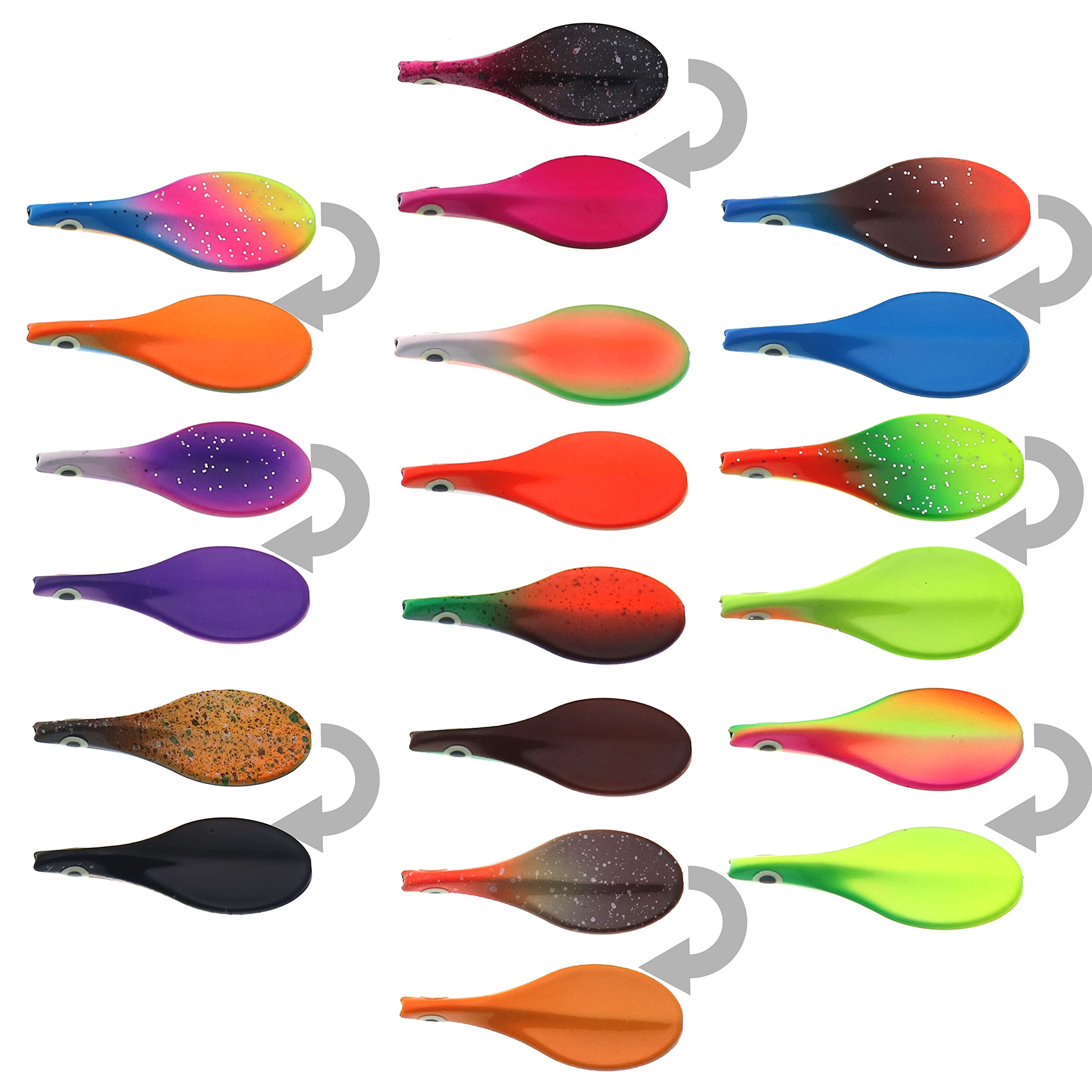 Inline Spoon Forelle in Box | UV Aktiv und Selbstleuchtende 3D Augen | Durchlaufblinker Forellenköder Inliner Spoon Inline Durchlauf Spoons Forelle Angel Set Magic Spoon