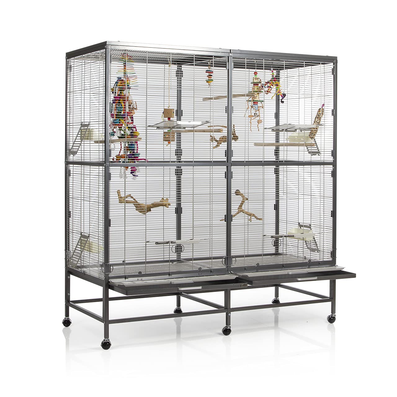 Montana Cages | Vogelvoliere Casa 150 | Antik-Platinum | Voliere für Wellensittiche, Nymphensittiche & Co.