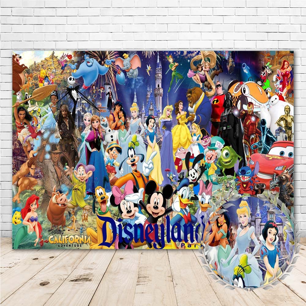 Cartoon Movie Characters Backdrop 5x3ft Princess Animal Background Vinyl California Themed Party Decorations Backgrounds Adventure Theme Backdrop for Baby Shower Happy Birthday Backdrops for Parties