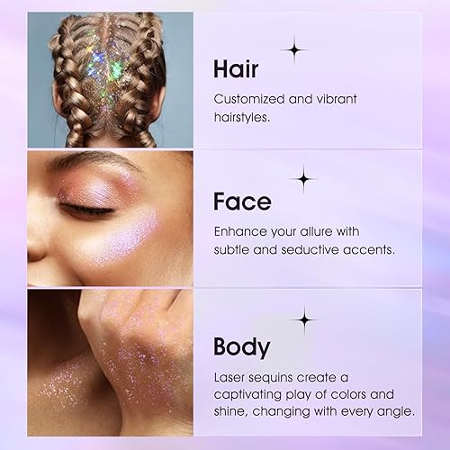 Miniatura 7 de LANGMANNI Holographic Body Glitter Gel for Body, Face, Hair and Lip.Color Changing Glitter Gel Under Light. Vegan & Cruelty Free-1.35 oz (1# Golden