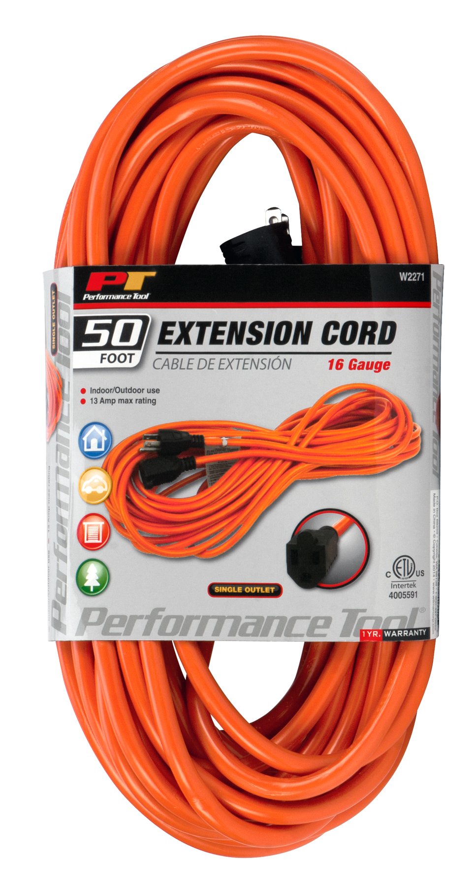 Performance Tool W2271 50' 16-Gauge Orange Extension Cord
