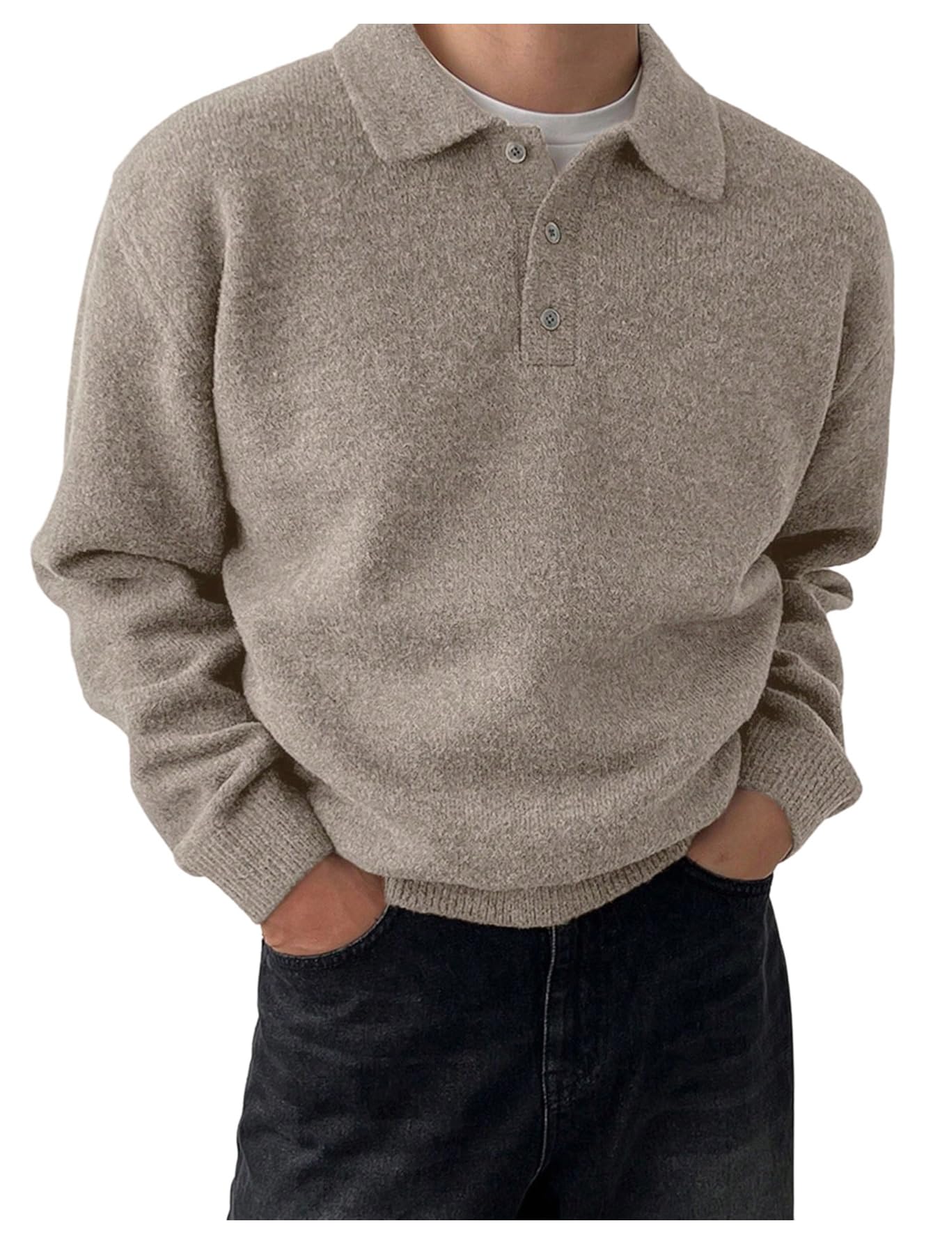 soly hux Men's Sweaters Long Sleeve Collared Neck Knit Pullover Tops Work Shirts Fall Clothes-picture-36
