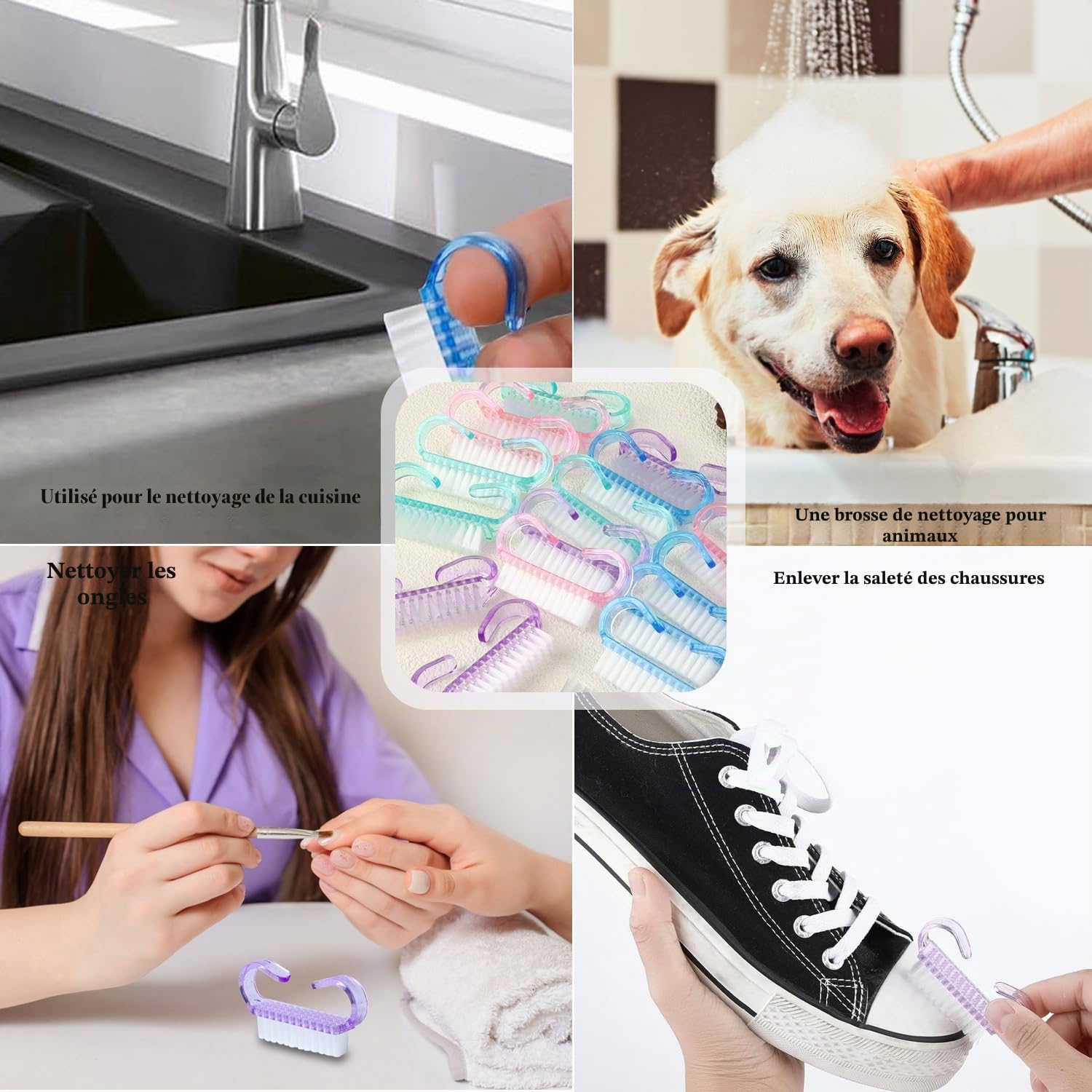 24 Pièces Brosse à Ongles, Brosse de Nettoyage à la Main pour Récurer Les Ongle Brosses à Ongles, Outil de Nettoyage pour Nail Art