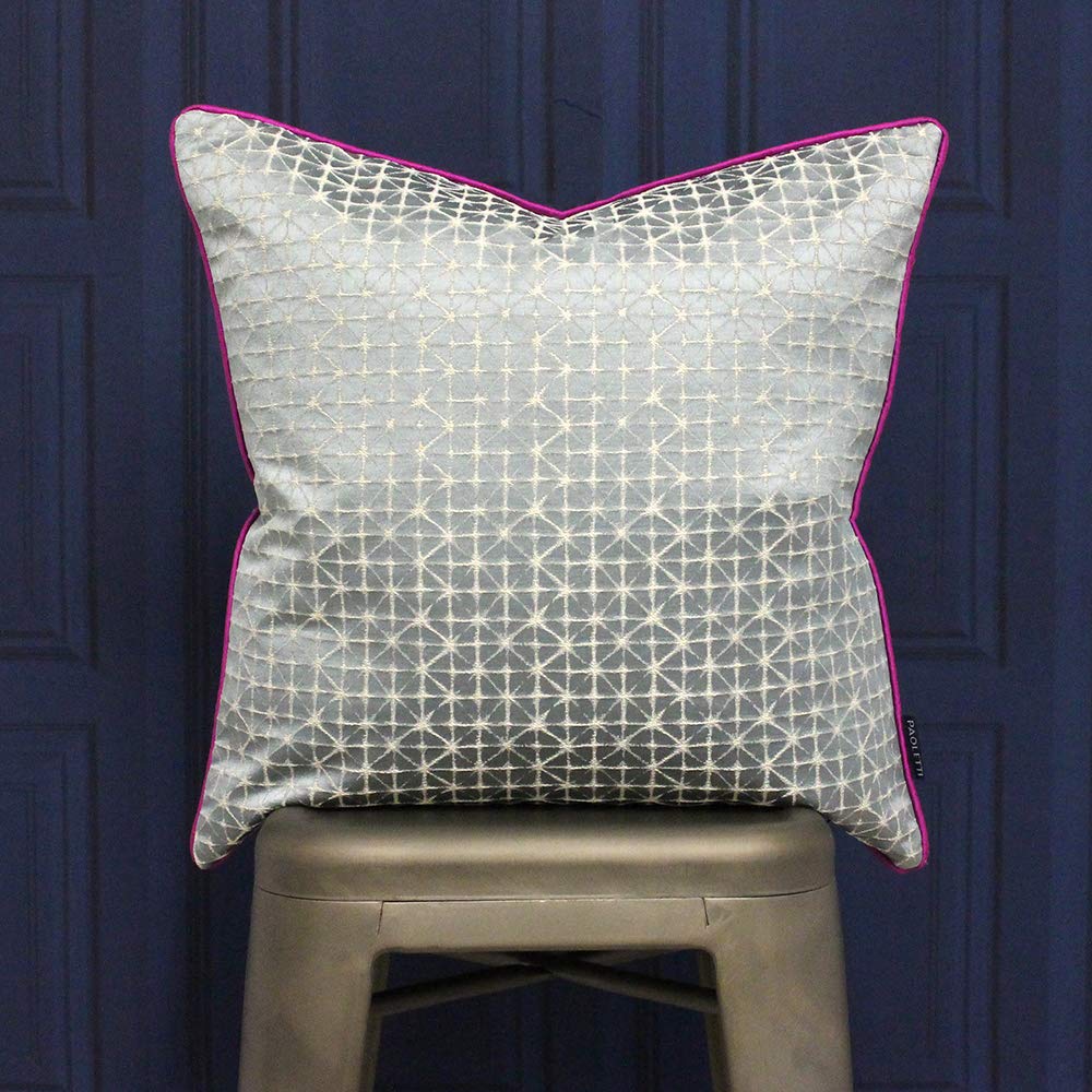 Riva Paoletti Pimlico Polyester Filled Cushion, Silver Grey, Geometric Diamond Design, Jacquard Weave - Image 2