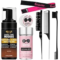 Vista 1 de Mousse de cabello con tinte de encaje para pelucas, tupés y postizos, color de acabado natural de 3.4 onzas líquidas con barra de cera