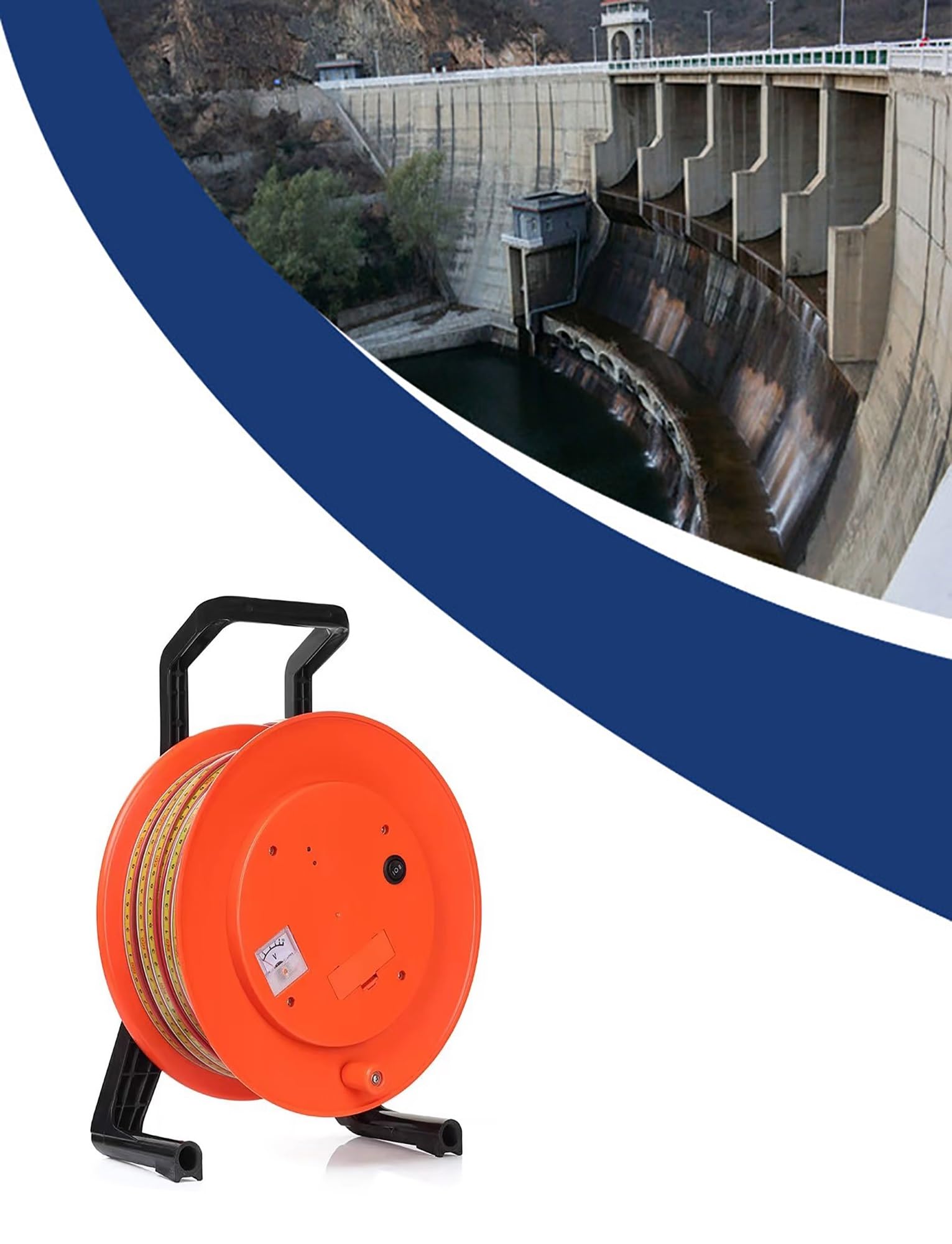 Medidor de profundidad de agua para monitoreo de nivel de agua subterránea, sonda fija de acero inoxidable con cinta métrica de acero, zumbador y señal de voltímetro para pozo y depósito