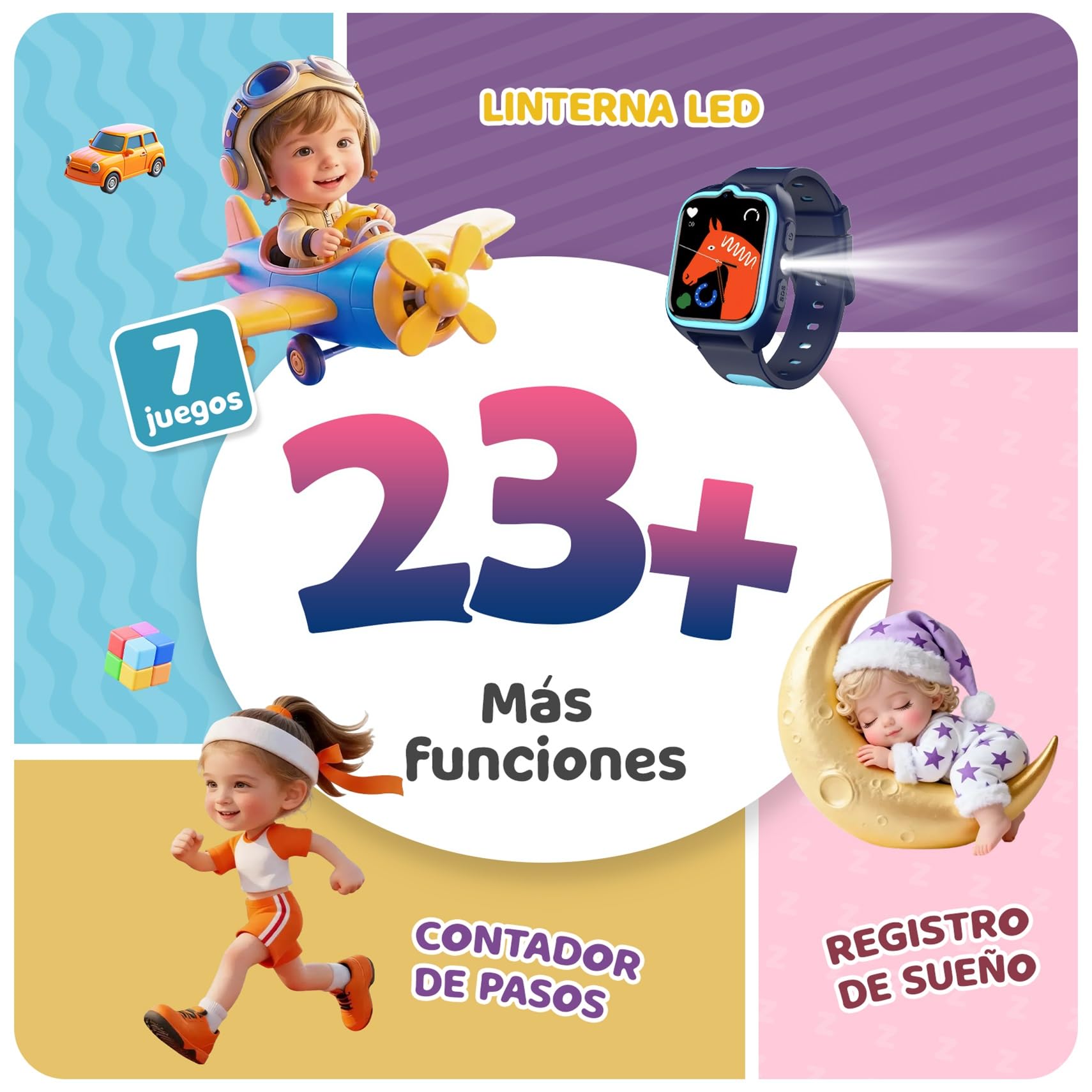 Blackview 4G Reloj Inteligente Niño con GPS, SOS, Videollamadas, Chat de Voz, 1.75” Smartwatch Niños con Podómetro, LED Linterna, Modo Escuela, Despertador, Juego, para Niños Niñas, Azul