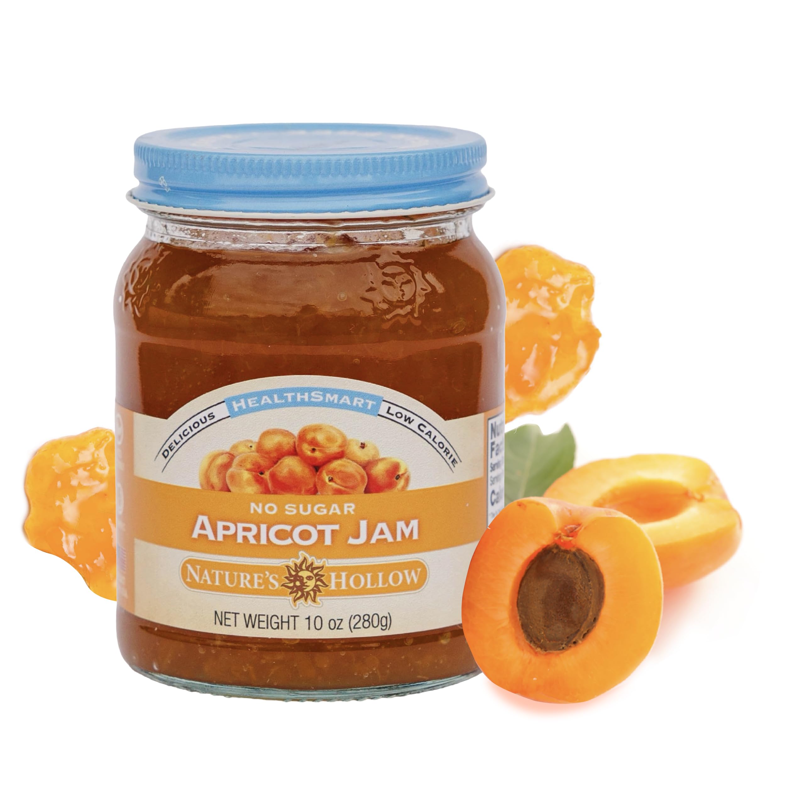 Nature's HollowApricot Jam: Sugar Free Jam and Preserves, Low Cal, Non GMO, Keto Jam, Vegan, Gluten Free, and Diabetic Friendly - Sugar Free Jelly - 10oz