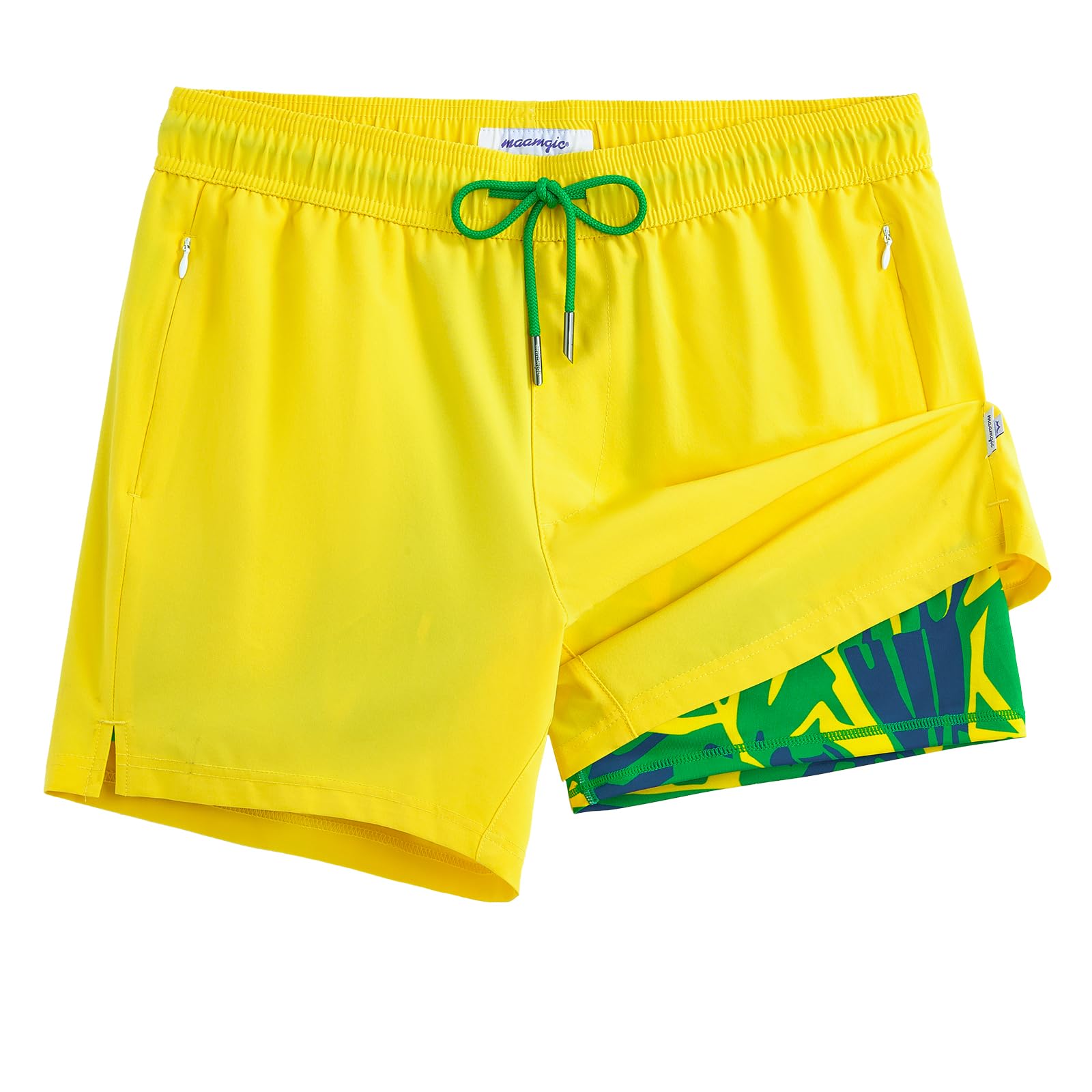 maamgic Mens Swim Trunks with Compression Liner 5 Inch Quick Dry for Beach