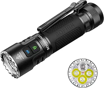 sofirn SR23 3300 Lumens EDC Flashlight USB C Rechargeable, Bright LED Flashlight with UV Light, High Lumens Portable Handheld Dual Sources Pocket Light for Outdoor, Checking, Working, Emergency