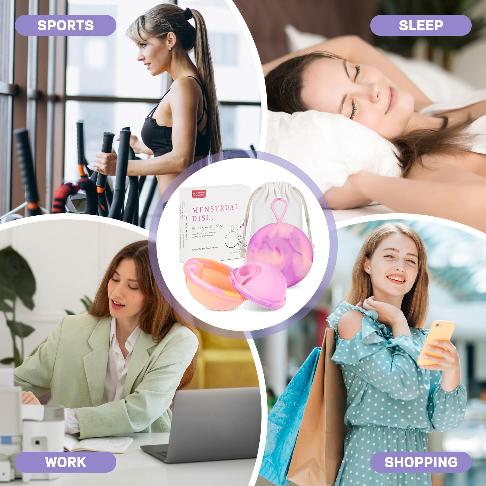Disco Mestruale, Coppetta Mestruale in Silicone, Disco Menstruale, Disco Periodico Riutilizzabile, Coppetta Mestruale morbida, Tenuta Stagna Alternativa ai Tamponi (S+L)