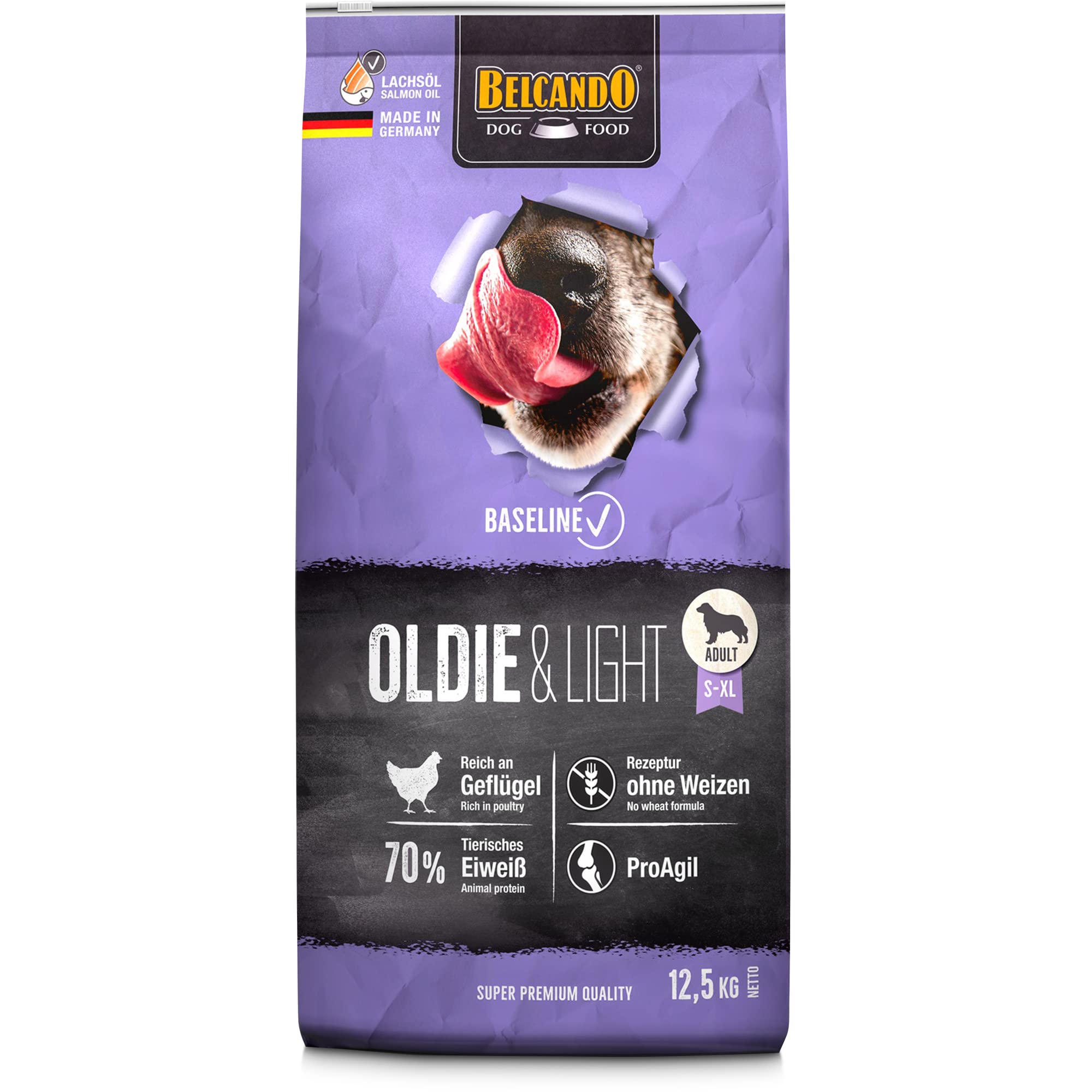BELCANDO Baseline Oldie & Light [12,​5kg] Aliments séchés | Aliments Complet pour Les Chiens Adultes à Faible activité ou Les Chiens âgés | Convient pour Toutes Les Races
