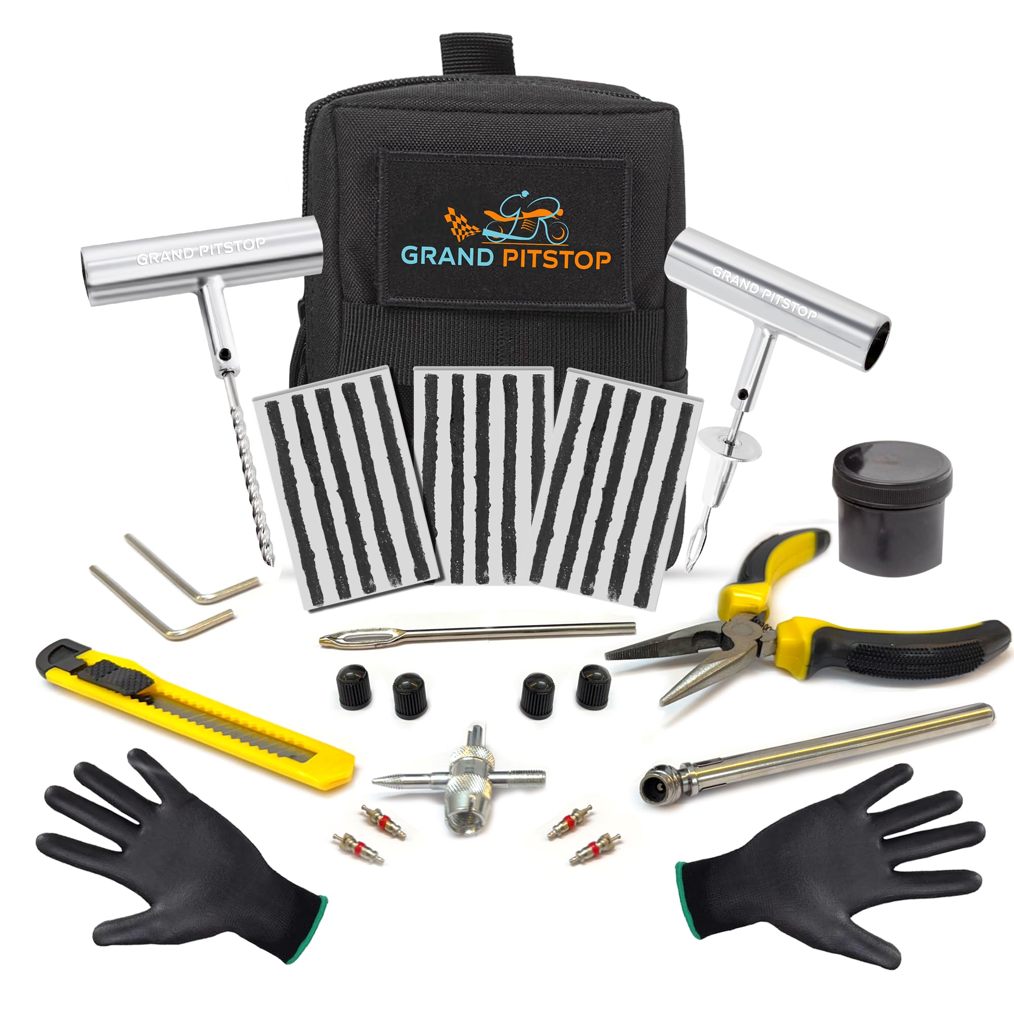 GRAND PITSTOP Compact Tire Repair kit with Molle Storage Pouch. Heavy Duty Universal Tire Plug Kit, Easily Stores Inside Your UTV, ATV, Truck, Motorcycle โ image 1