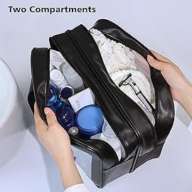 DAPOWER Travel Toiletry Bag for Women and Men, Matte Translucent Toiletry Bag with Handy Handle, Makeup Cosmetic Organizer Bag for Travel Toiletries Accessories (Black-XL)