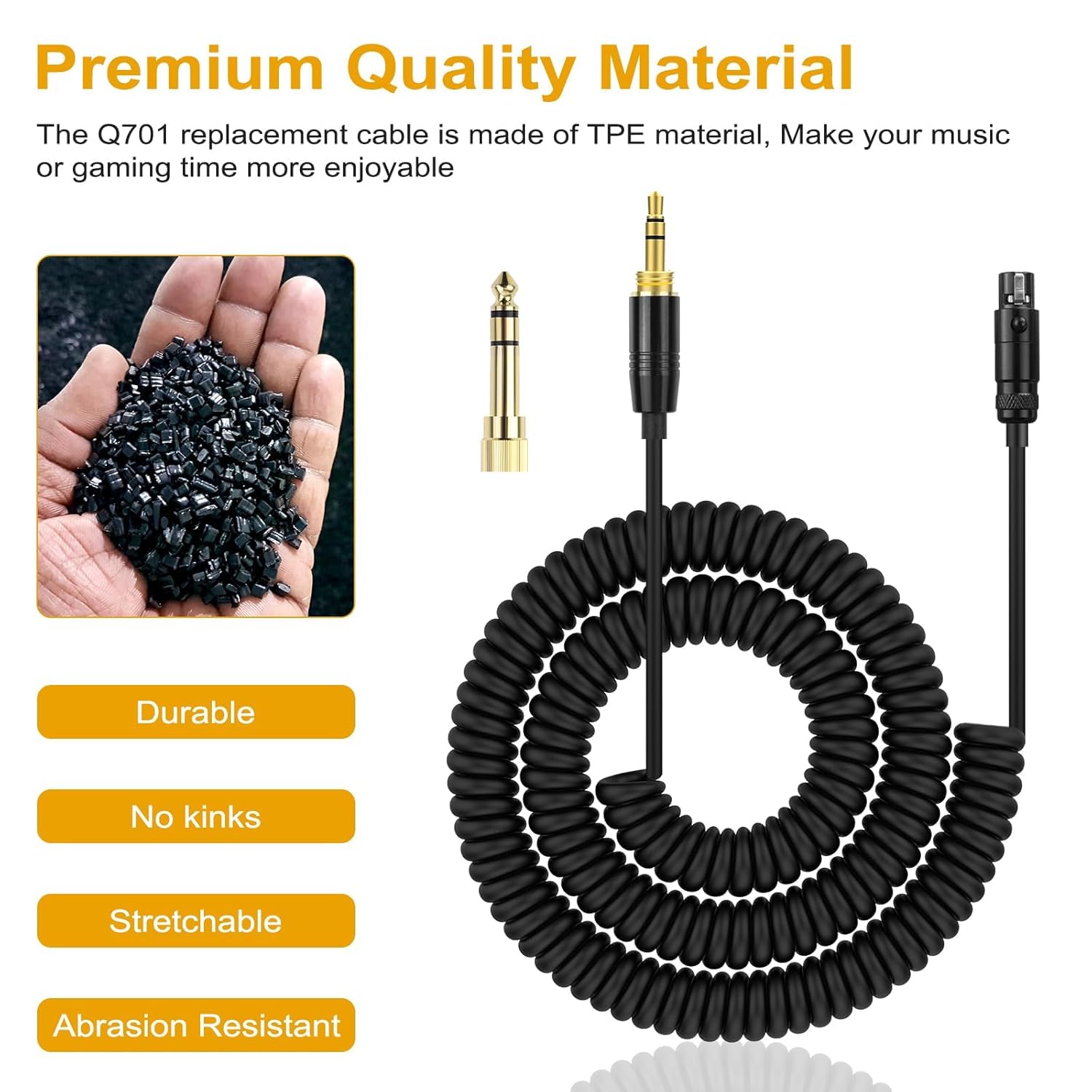Câble de rechange hélicoïdal pour casque AKG K702, Q701, K712, K240, K271, câble audio avec adaptateur de 6,35 mm et connecteurs plaqués or, Beyerdynamic DT 1990 Pro, DT 1770 Pro, câble audio DT 990