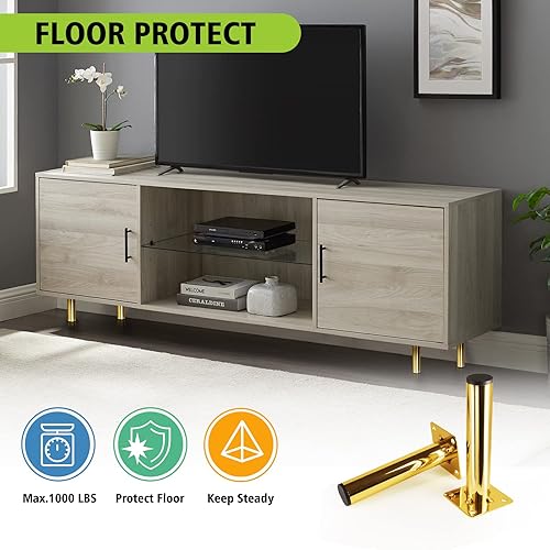 Miniatura 3 de Patas doradas para muebles de 5 pulgadas  5.118 in, 4 patas modernas de repuesto para gabinete, patas de metal resistentes con tornillo de montaje