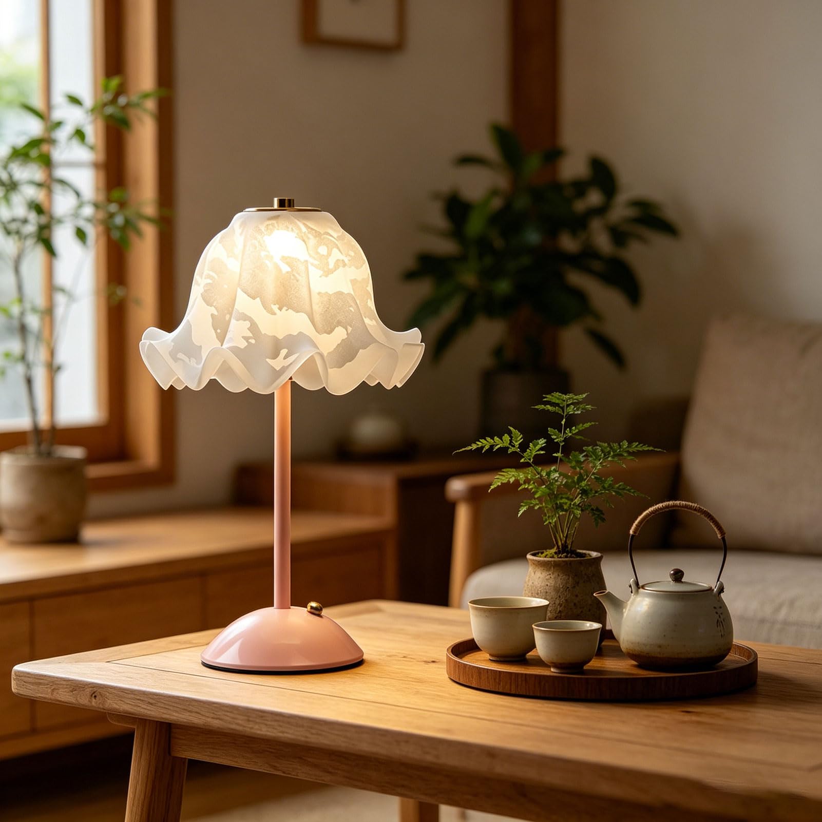 Lampada da Tavolo a Fiori Ricaricabile Senza Fili Lampada da Comodino