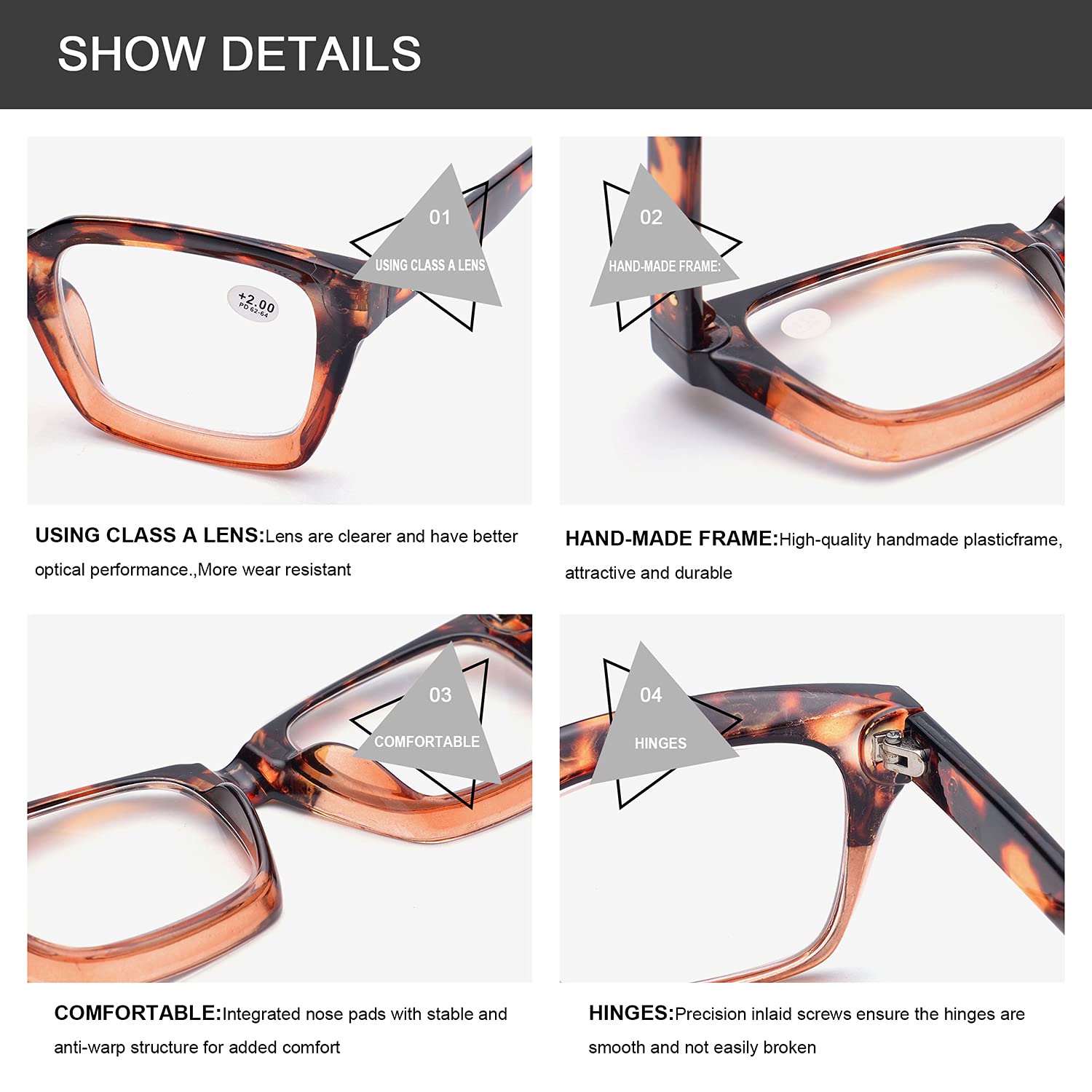 ZUVGEES Retro Oversized Blue Light Blocking Reading Glasses Big Eyeglass Frames Large lens Computer Readers (Leopard, 1.50) - Image 4