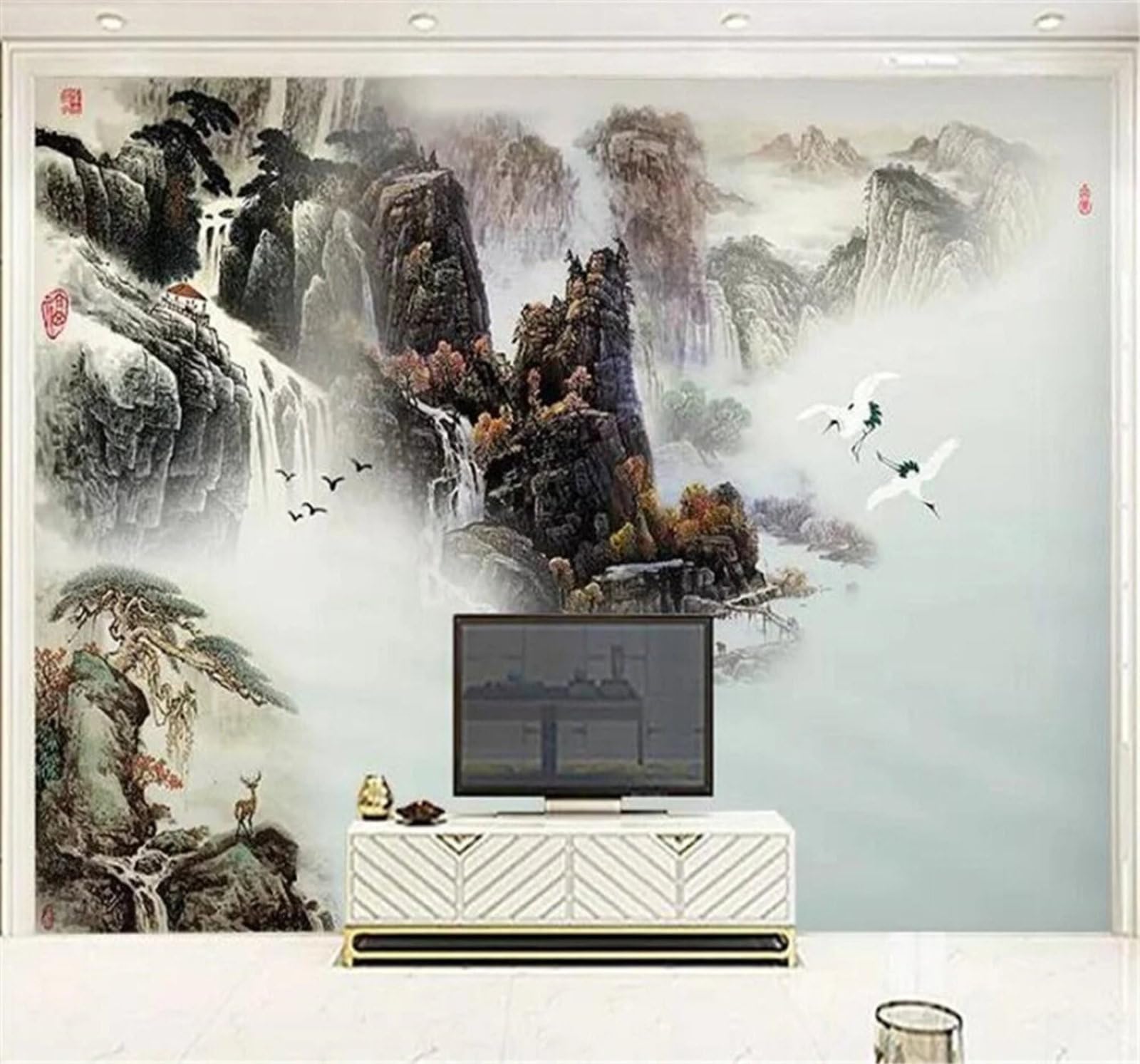 Xlming 250Cm×170Cm(B×H) Beautiful Three Dimensional Magnificent Mountains And Rivers Landscape 3D Wallpaper Luxury Home Dining Decor Paste Sofa Living Room The Wall For Bedroom Mural-250Cm×170Cm