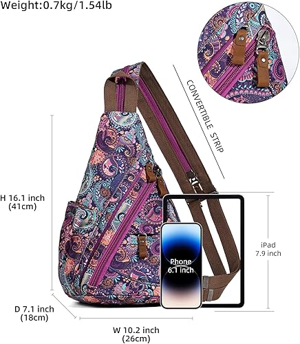 Miniatura 2 de KL928 Mochila de Lona Tipo Bandolera - Mochila Cruzada Pequeña para Hombro, Mochila Informal Diurna, Mochila para Hombre y Mujer (Versión Grande)