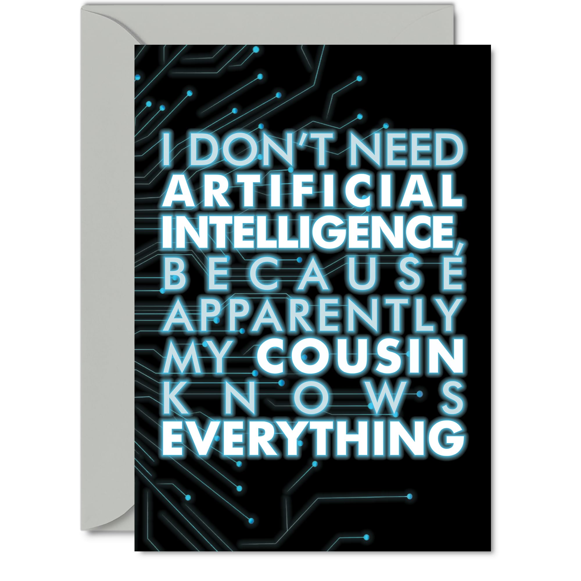Cousin Birthday Card - AI Party - Happy Birthday Card for Cousin from Family Relative, 5x7 Inch knows Bday Greeting Cards