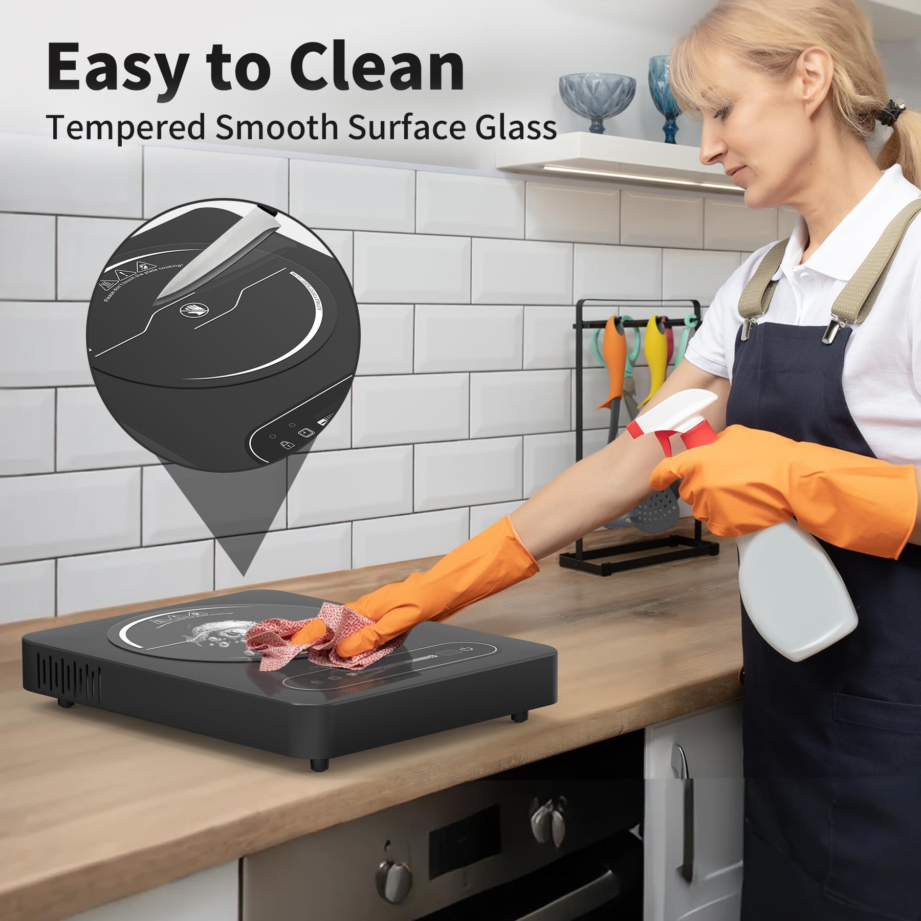 Single Burner Electric Cooktop,110V 1800W Stove Top with LED Touch Control,9 Power Levels, Timer, Safety Lock,single Electric burner Overheat protection 7